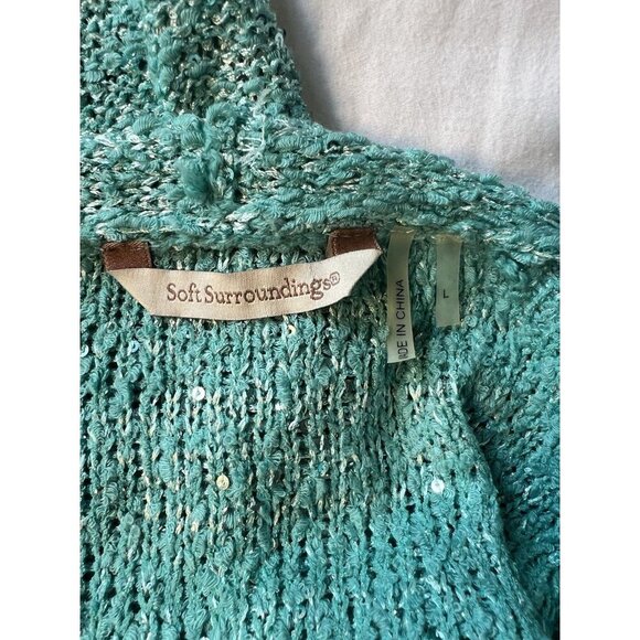 Soft Surroundings Open Cardigan Lg Sparkly Blue Green Mermaid Festival Event - Picture 3 of 5